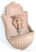 20TH CENTURY ANTIQUE STYLE TERRACOTTA CHERUB WALL POCKET / BIRD BATH