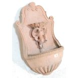 20TH CENTURY ANTIQUE STYLE TERRACOTTA CHERUB WALL POCKET / BIRD BATH