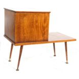 1950’S TEAK WOOD DANISH INSPIRED TELEPHONE SEAT / TABLE WITH BLACK EBONIES TAPERED DANSETTE LEGS