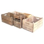 FIVE RETRO 20TH CENTURY WOODEN ADVERTISING CRATES