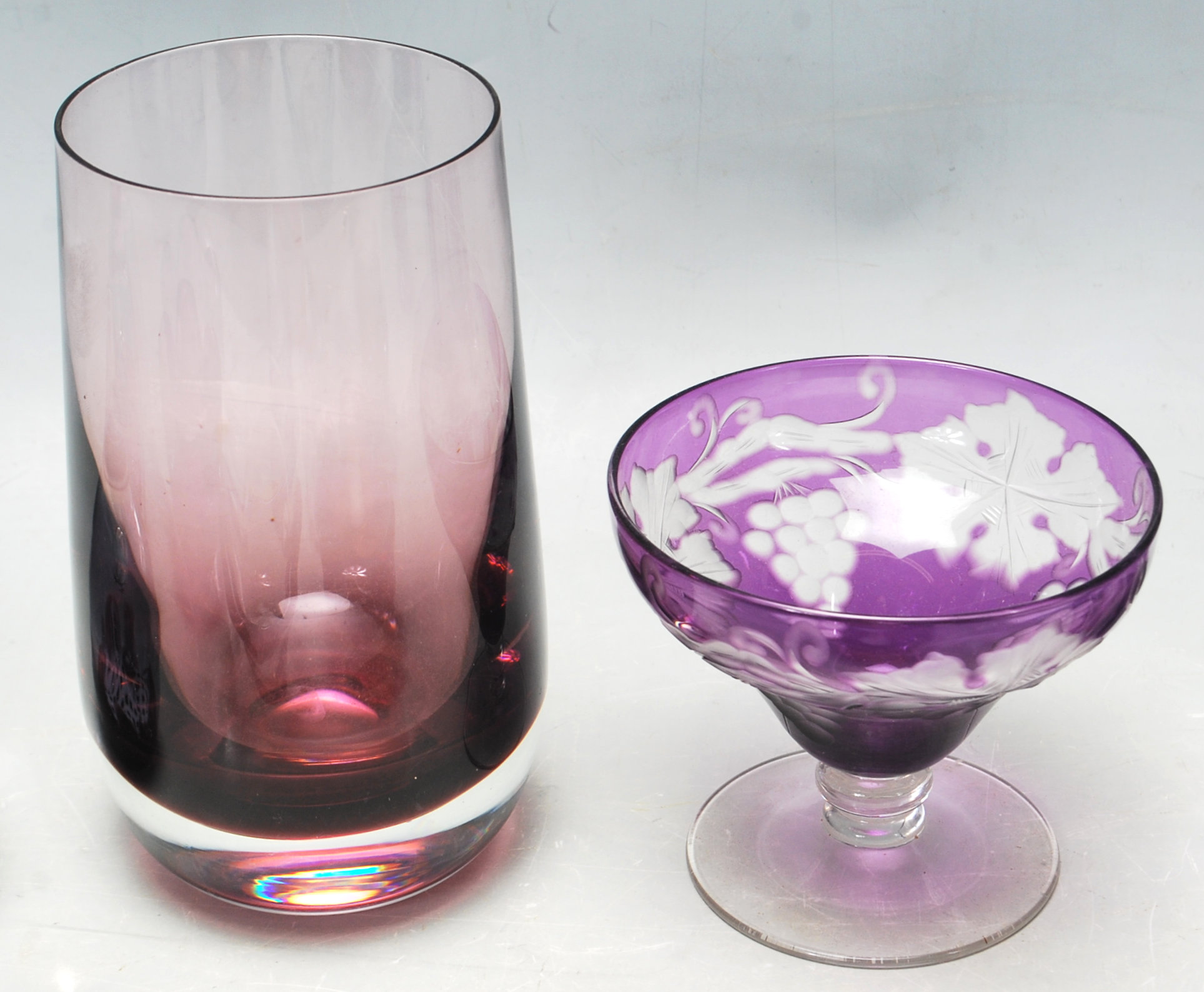 RETRO 20TH CENTURY STUDIO ART PURPLE GLASS - Image 7 of 11