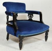 EDWARDIAN EBONISED MAHOGANY SALON TUB ARMCHAIR