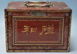 CHINESE ORIENTAL MAHJONG SET WITHIN PAINTED WOODEN CASE