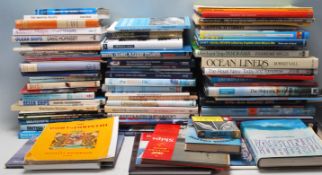 A LARGE QUANTITY OF SHIPS BOOKS IN TWO LARGE PLASTIC CONTAINERS