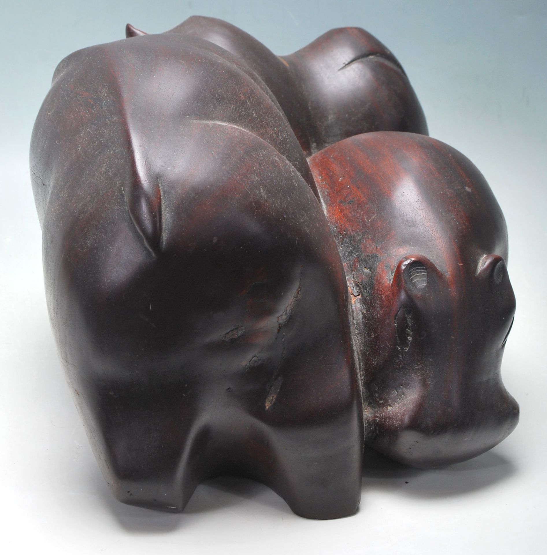 RETRO 20TH CENTURY HAND CARVED HIPPO / HIPPOPOTAMUS - Image 2 of 6