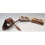 A LATE 19TH CENTURY VICTORIAN STEREOSCOPE VIEWER WITH SLIDES OF LONDON, BIRMINGHAM AND SOUTH AFRICA