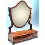 19TH CENTURY GEORGIAN MAHOGANY TOILET MIRROR IN THE SHAPE OF A SHIELD