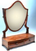 19TH CENTURY GEORGIAN MAHOGANY TOILET MIRROR IN THE SHAPE OF A SHIELD