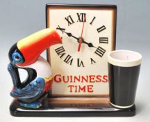 RETRO 20TH CENTURY SHOP ADVERTISING CERAMIC / PORCELAIN GUINNESS TOUCAN CLOCK