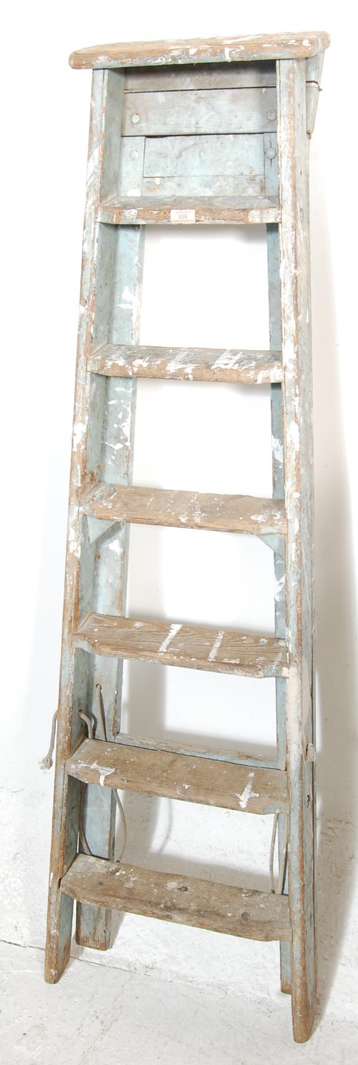 INDUSTRIAL 20TH CENTURY WOODEN FOLDING STEP LADDER - Image 3 of 3