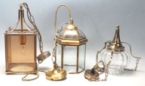 THREE LATE 20TH CENTURY ANTIQUE STYLE PORCHES LAMP / LANTERN