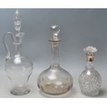 SILVER HALLMARKED DECANTER TOGETHER WITH 2 OTHERS