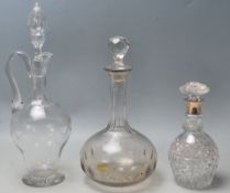 SILVER HALLMARKED DECANTER TOGETHER WITH 2 OTHERS