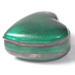 ANTIQUE ENAMEL AND DIAMOND HEART SHAPED TRINKET BOX