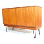 RETRO MID CENTURY DANISH INSPIRED TEAK WOOD SIDEBOARD RAISED ON HAIRPIN SUPPORTS