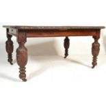 VICTORIAN 19TH CENTURY CARVED OAK DINING TABLE