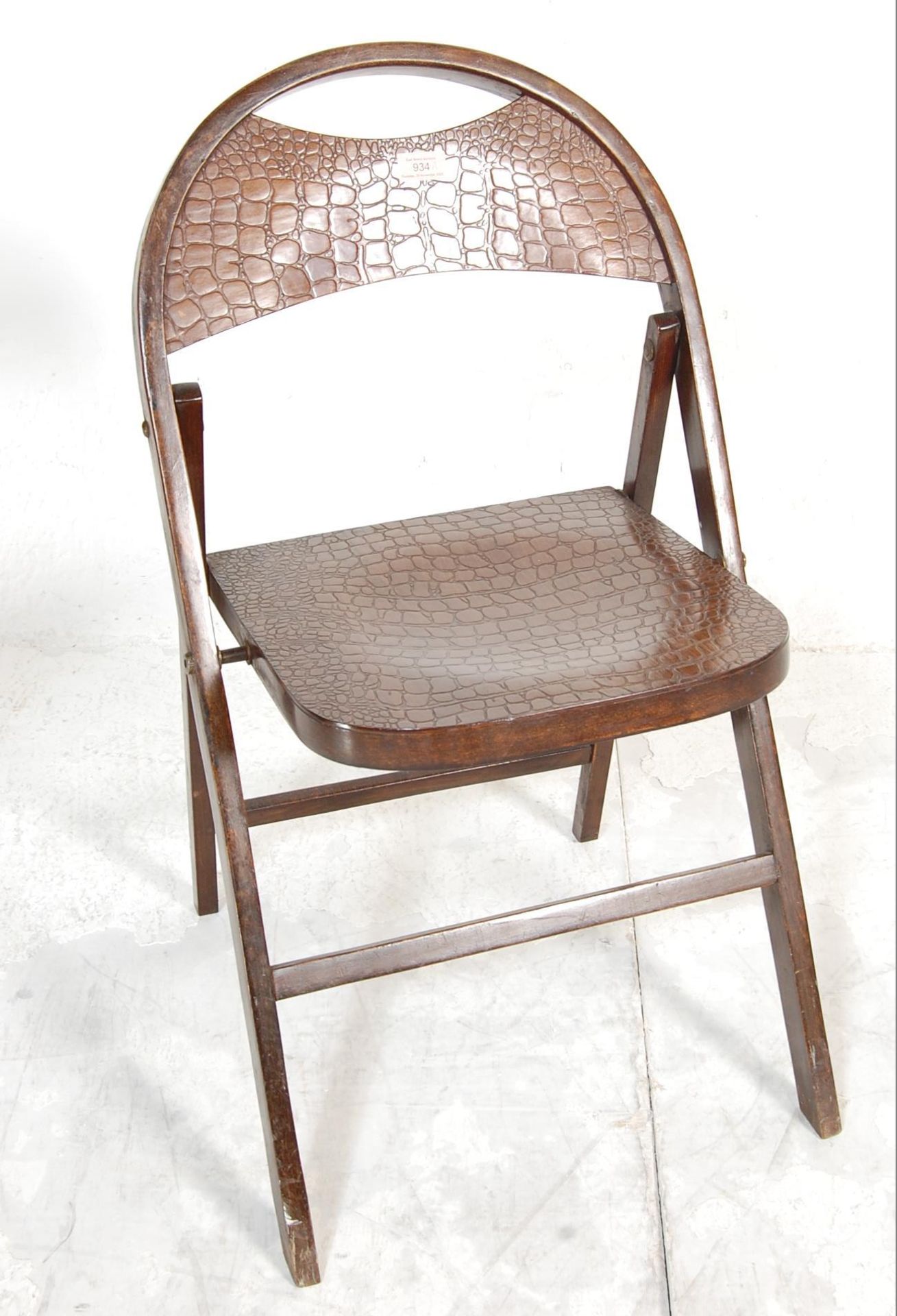 ART DECO CROCODILE SKIN EFFECT FOLDING CHAIR & SEWING BOX - Bild 5 aus 8