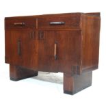 ART DECO 1930’S OAK SIDEBOARD RAISED ON BLOCK SUPPORTS WITH BAR HANDLES