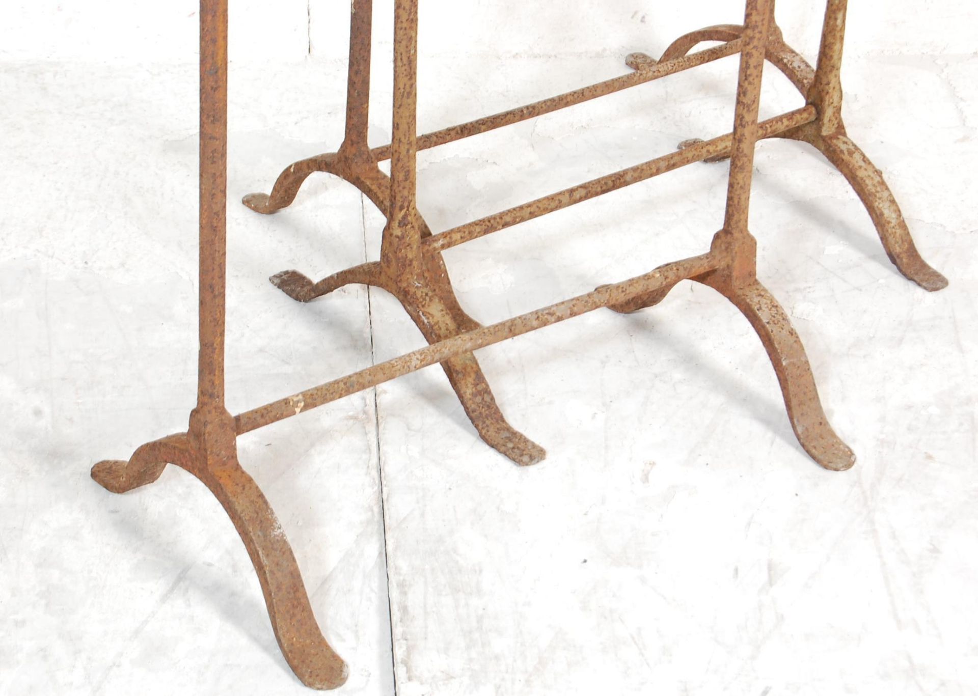 PAIR OF INDUSTRIAL METAL DINING TABLE TRESTLE STANDS ENDS - Image 3 of 4