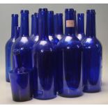 LARGE COLLECTION OF BRISTOL BLUE GLASSWARE TOGETHER WITH A VICTORIAN NAILSEA DUMP