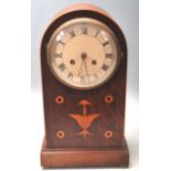 MARTI & CO PARIS 8 DAY MAHOGANY INLAID MANTEL CLOCK