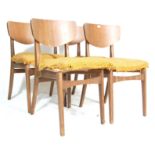 FOUR DANISH INSPIRED TEAK WOOD CHAIRS WITH CURVED BACKREST