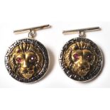 A PAIR OF GENTLEMANS VERSACE LIONS HEAD CUFF LINKS