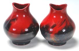 ROYAL DOULTON VEINED FLAMBÉ MODEL 1605 FLAMED GLAZED VASES