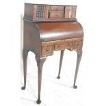 1920'S QUEEN ANNE CYLINDER TOP WRITING BUREAU DESK