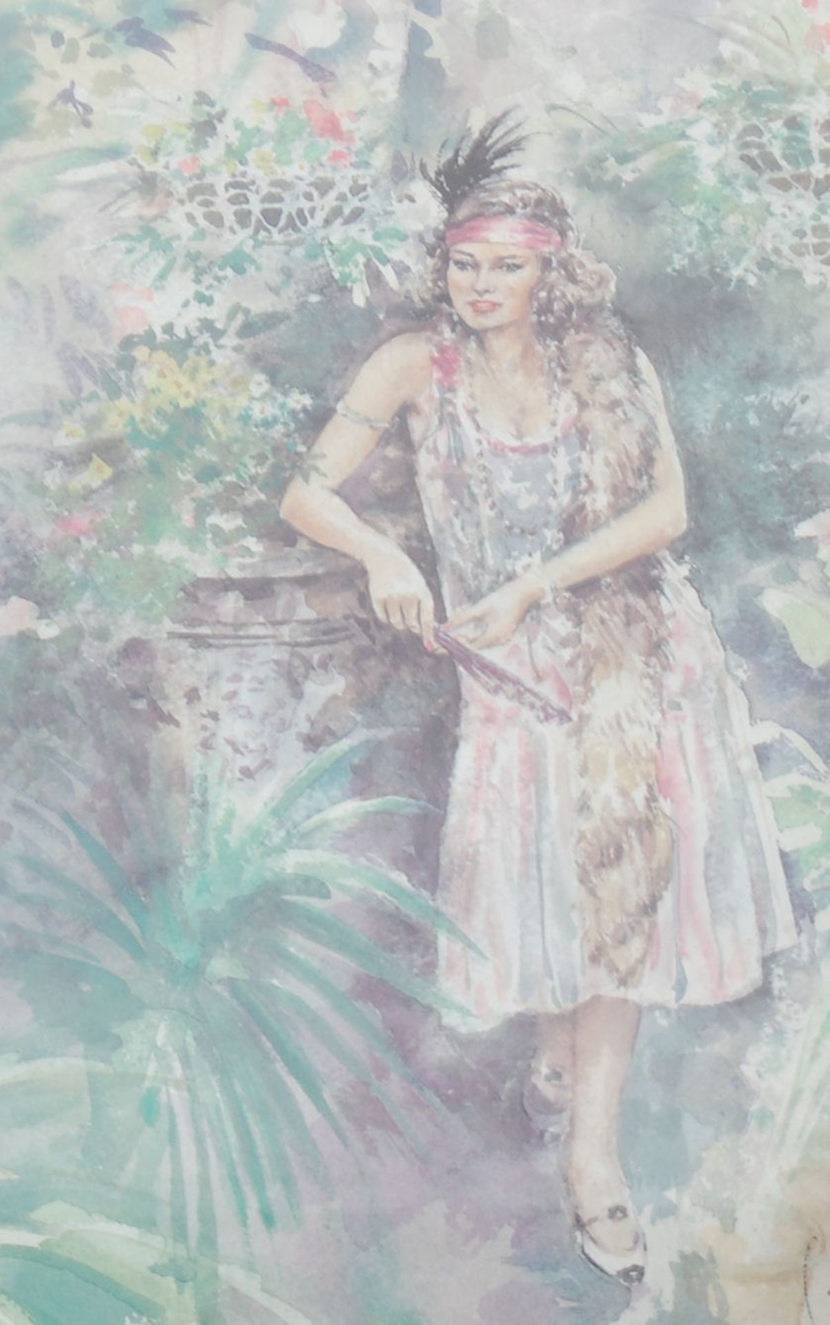 AFTER GORDON KING SIGNED PRINT OF A WATERCOLOUR FLAPPER GIRL - Image 2 of 4