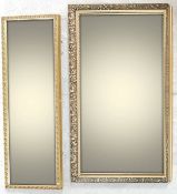 A PAIR OF ANTIQUE STYLE WALL MIRRORS WITH GILDED DECORATION