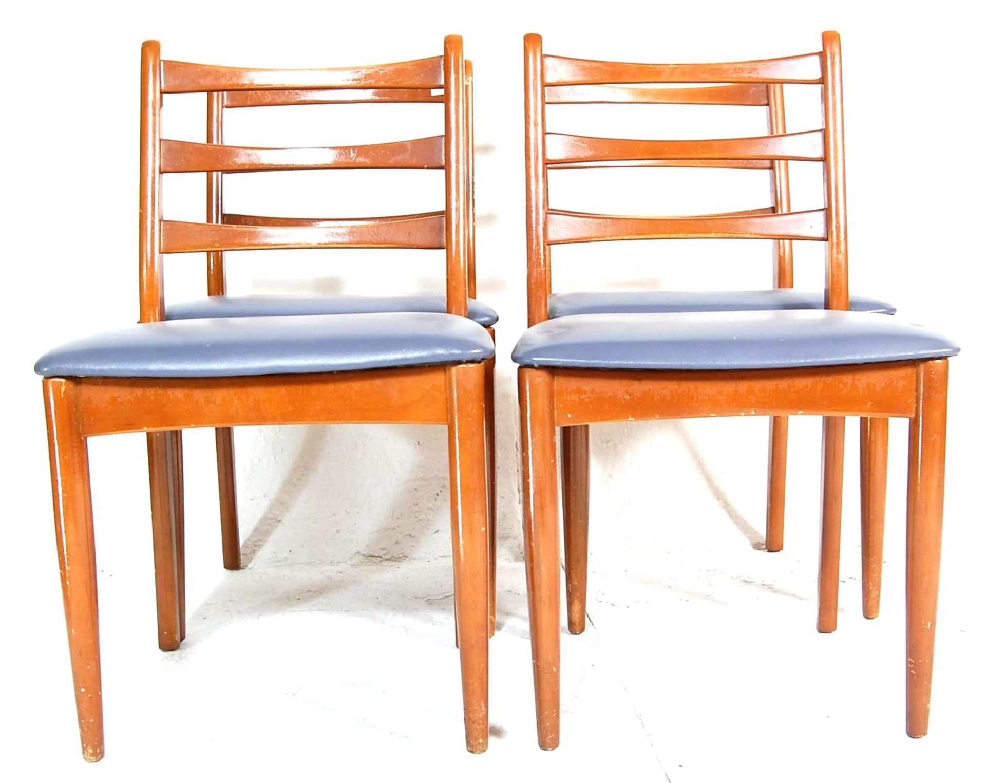 VINTAGE RETRO TEAK LADDER BACK DINING CHAIRS - Bild 3 aus 10