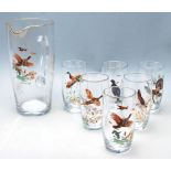 MID CENTURY HAND PAINTED HUNTING INTEREST LEMONADE SET