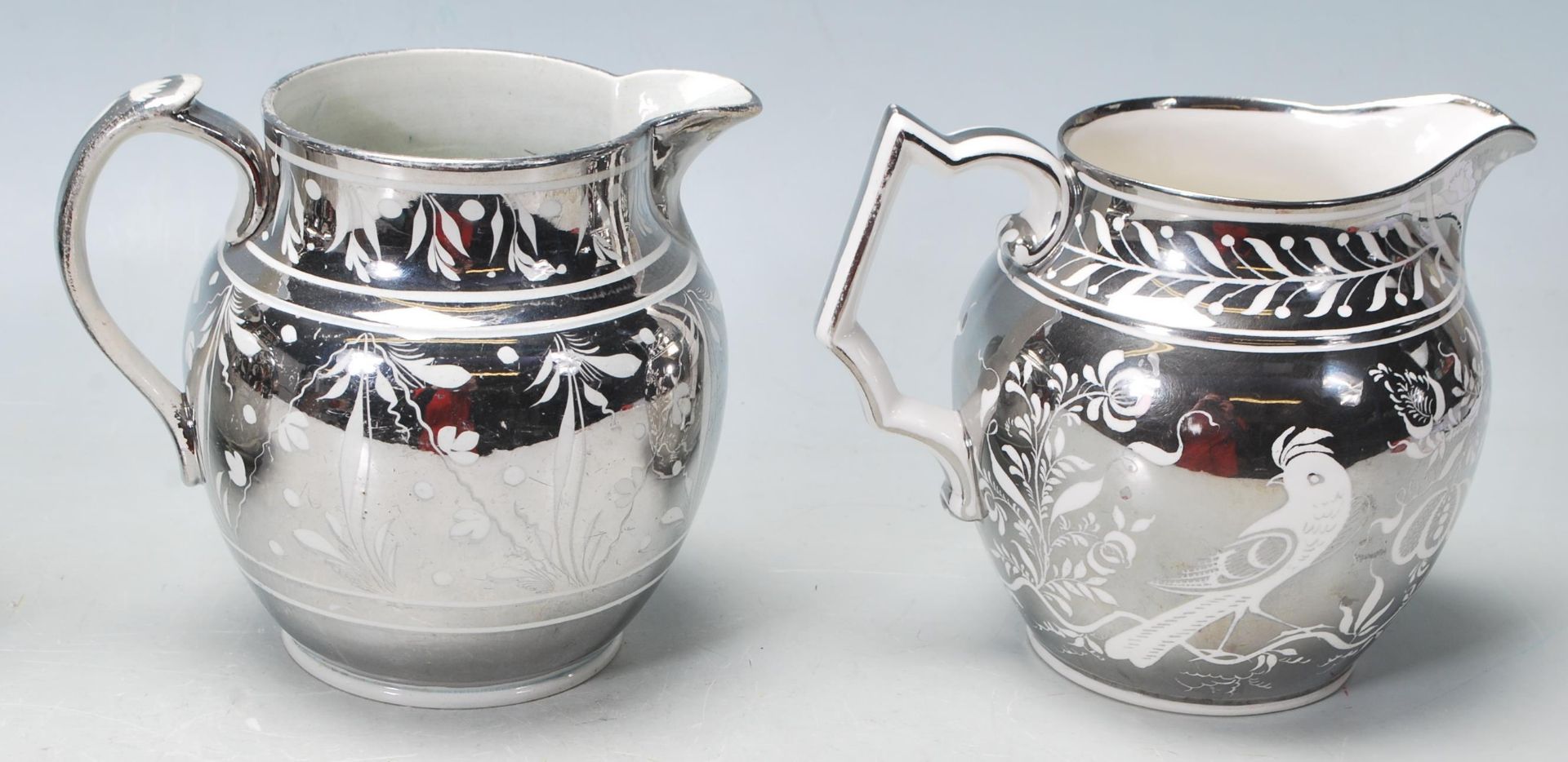 COLLECTION 19TH CENTURY VICTORIAN SILVER RESIST LUSTRE WARE JUGS - Bild 4 aus 6