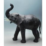 VINTAGE BLACK LEATHER ELEPHANT FIGURINE