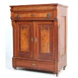 19TH CENTURY FRENCH OAK CUPBOARD WITH INLAID DETAILS TO THE DOOR