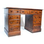 VICTORIAN 19TH CENTURY MAHOGANY TWIN PEDESTAL OFFICE DESK