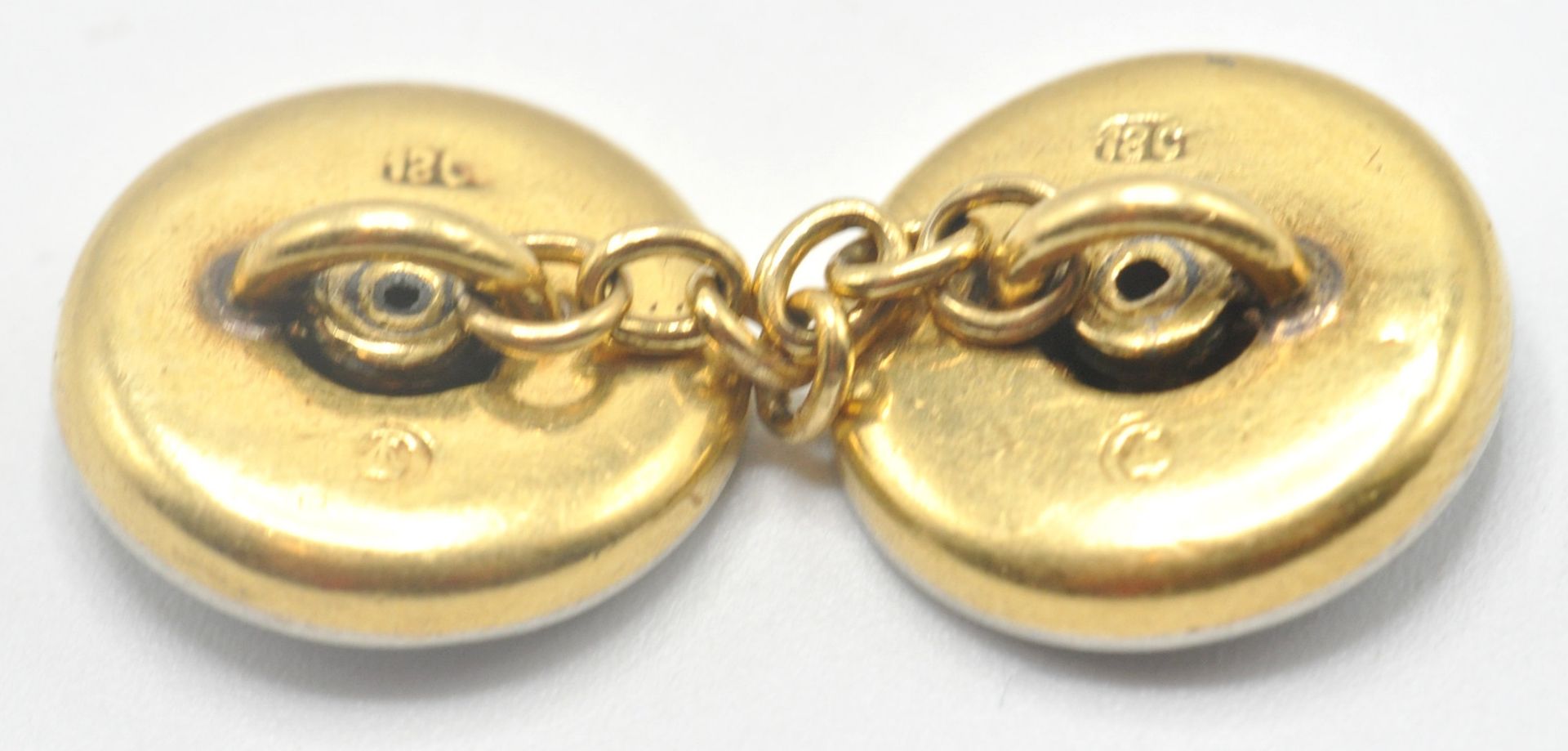 PAIR OF 18CT GOLD AND DIAMOND CUFFLINKS - Bild 4 aus 7