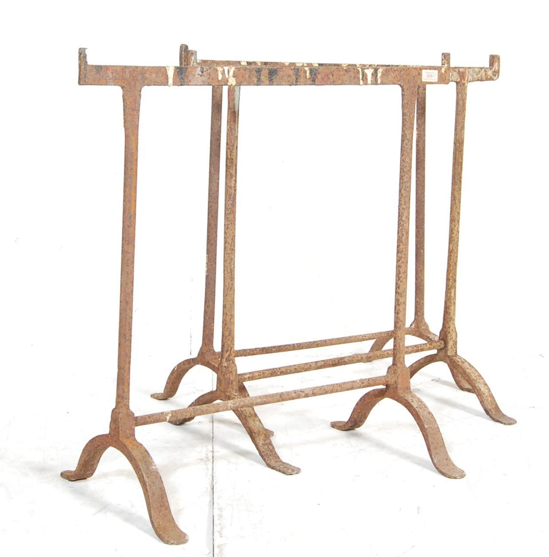 PAIR OF INDUSTRIAL METAL DINING TABLE TRESTLE STANDS ENDS