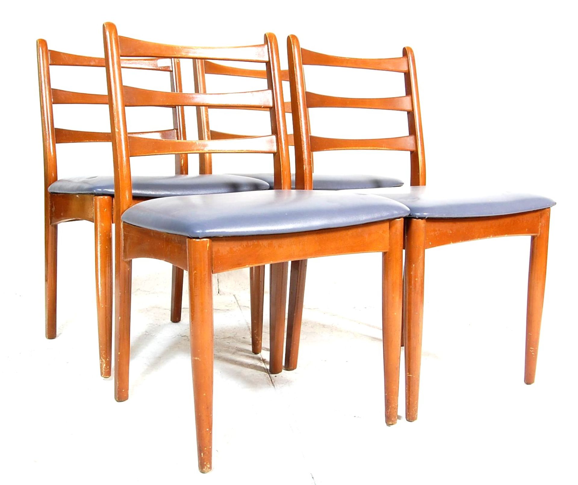 VINTAGE RETRO TEAK LADDER BACK DINING CHAIRS - Bild 10 aus 10