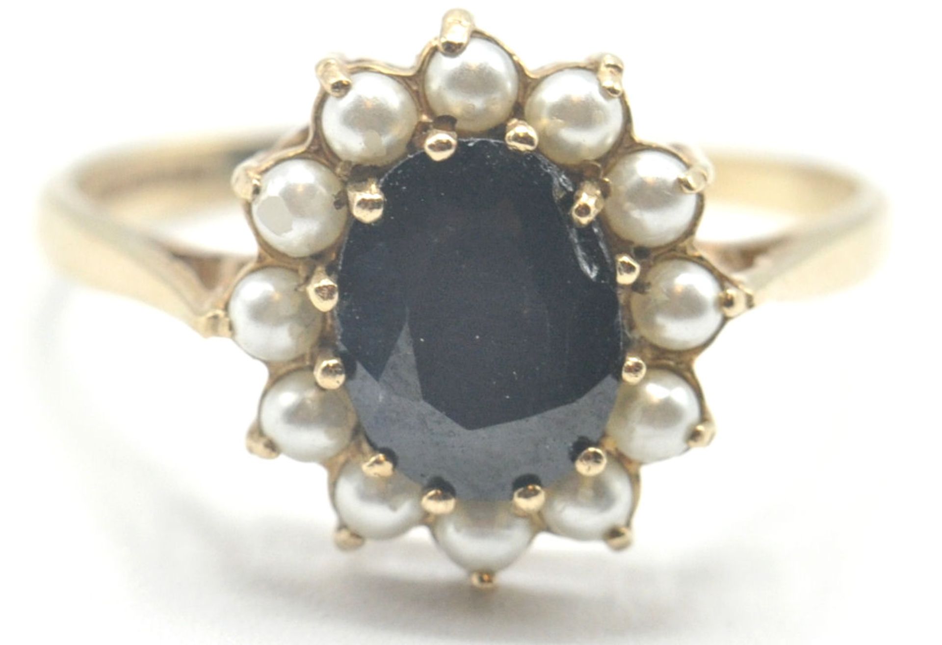 9CT GOLD BLUE STONE AND SAPPHIRE RING - Bild 2 aus 8