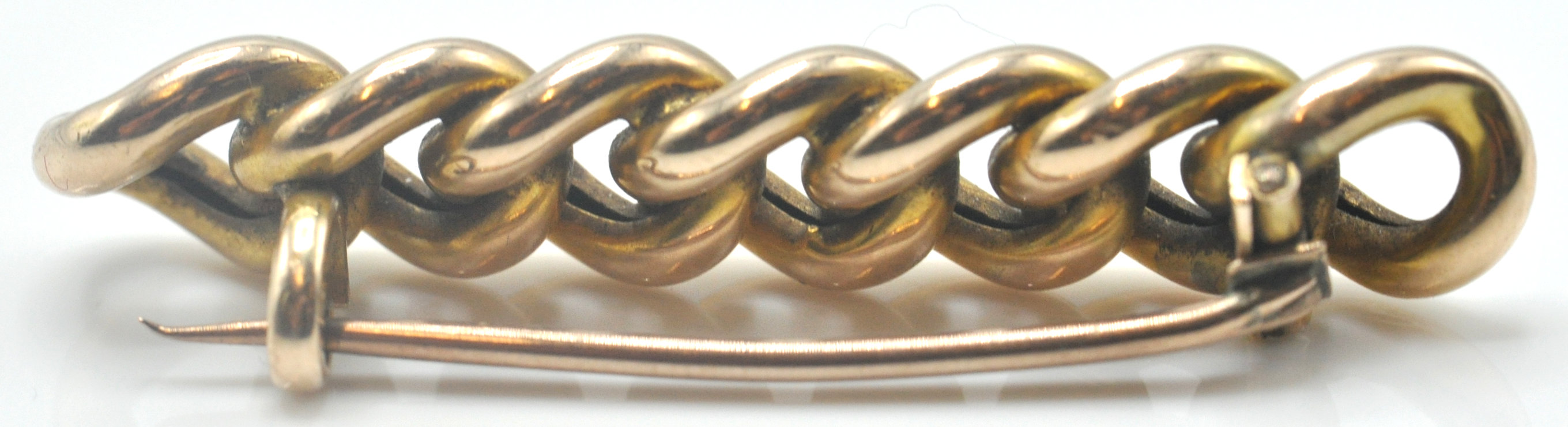 9CT GOLD CURB LINK BAR BROOCH - Image 3 of 4