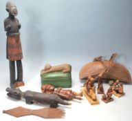 COLLECTION OF WOODEN TRIBALE CARVED ITEMS - FIGURINES