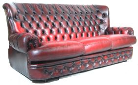 THOMAS LLOYD OXBLOOD RED LEATHER SOFA SETTEE