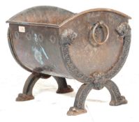 VICTORIAN 19TH CENTURY CAST IRON AND COPPER COAL SCUTTLE