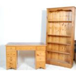 LATE 20TH CENTURY PINE DESK AND OPEN BOOKCASE