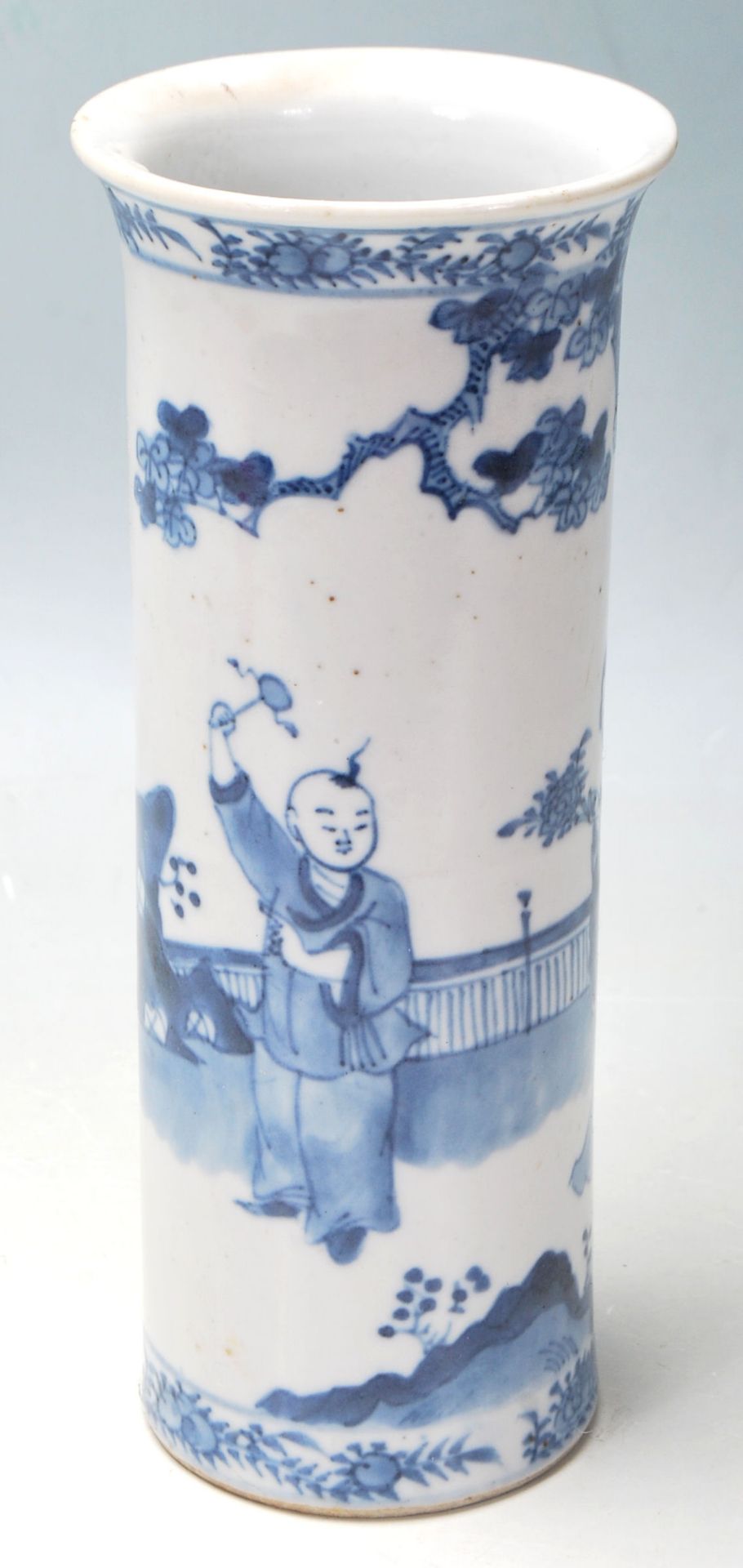 CHINESE BLUE AND WHITE CYLINDRICAL VASE - Bild 6 aus 6