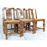 1930s ART DECO SET OF 6 OAK DINING CHAIRS
