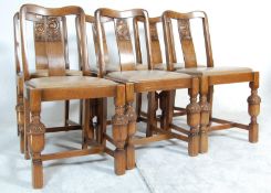 1930s ART DECO SET OF 6 OAK DINING CHAIRS