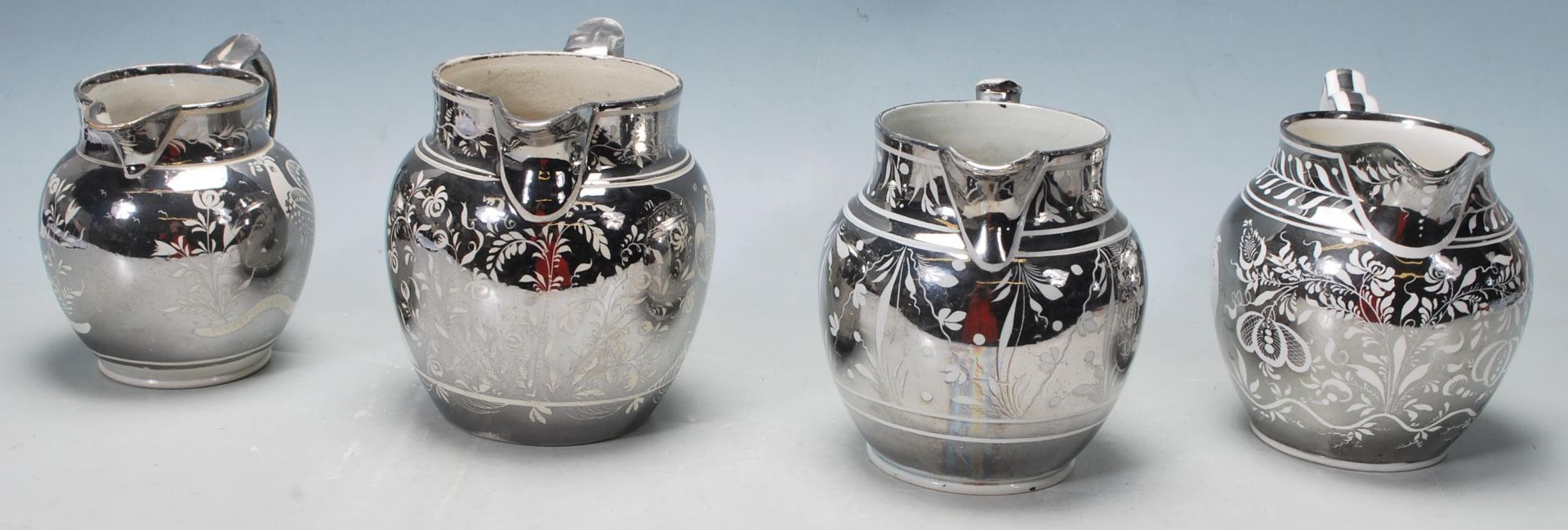 COLLECTION 19TH CENTURY VICTORIAN SILVER RESIST LUSTRE WARE JUGS - Bild 3 aus 6